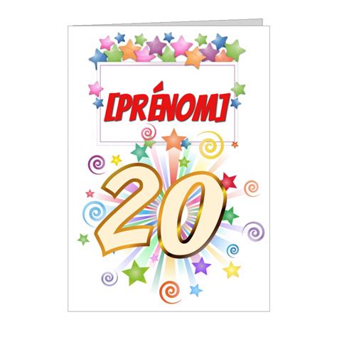 carte anniversaire 20 ans gratuite|Carte danniversaire 20 ans à faire soi